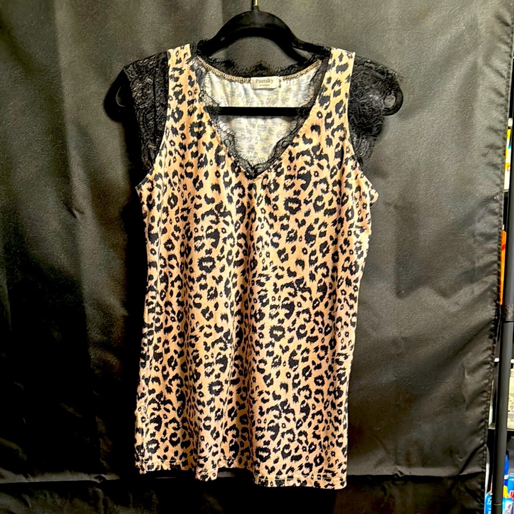 Poof! Brown and Black Leopard Print Tank Top